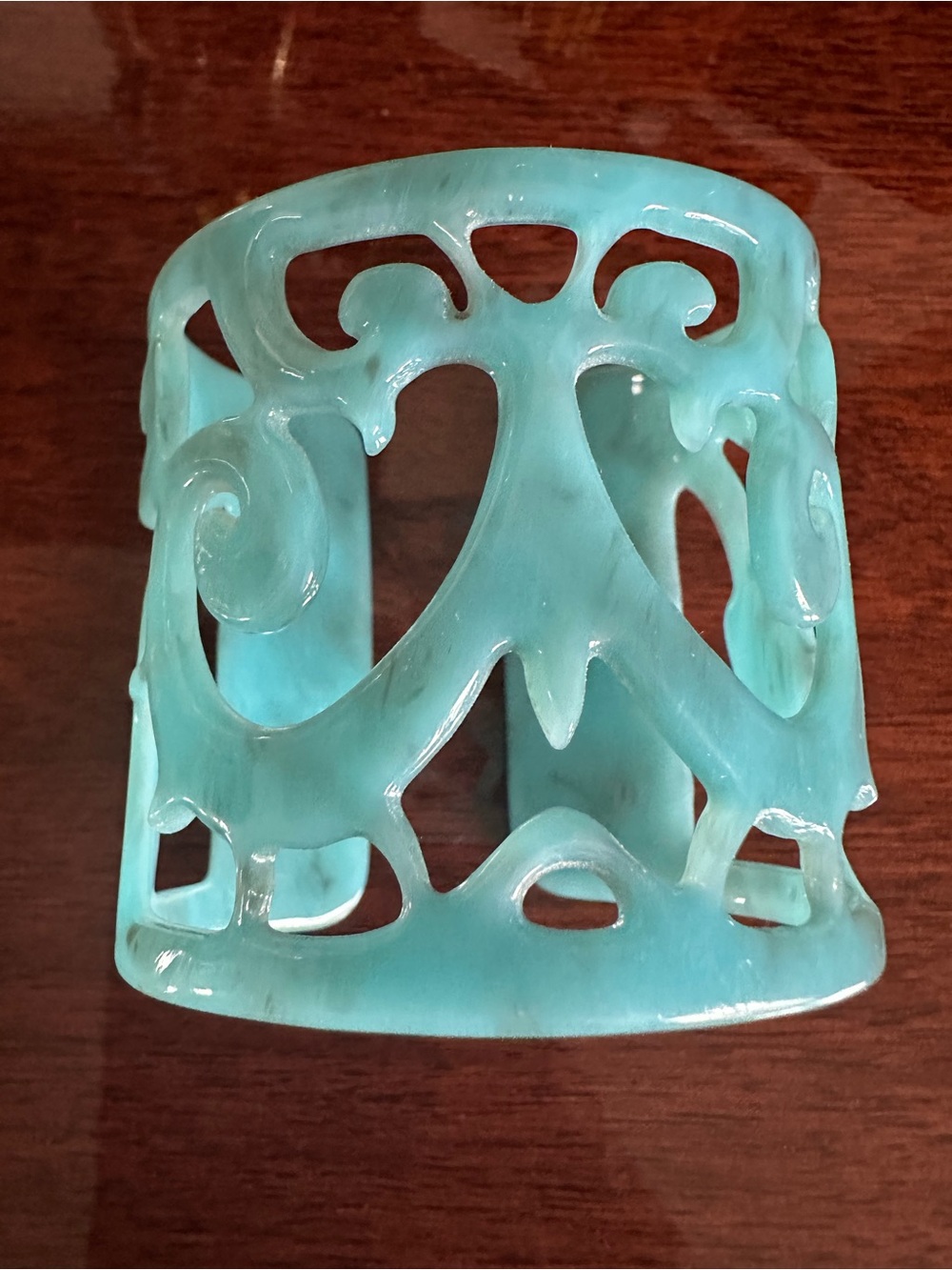 Filigree Cuff Bracelet by Belissima Light Blue Plastic